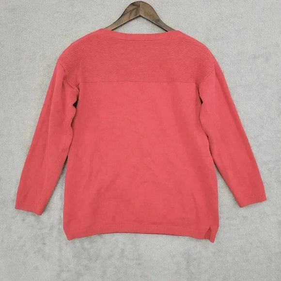 Talbots Womens Boat neck Size LP Coral Button Shoulder Sweater 21CT - Picture 2 of 7